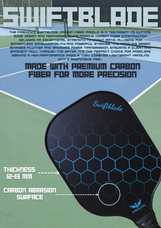 Firekick SwiftBlade Blue Carbon-Fiber Pickleball Paddle Set