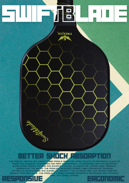 Firekick SwiftBlade Yellow Carbon-Fiber Pickleball Paddle ( Cover included)