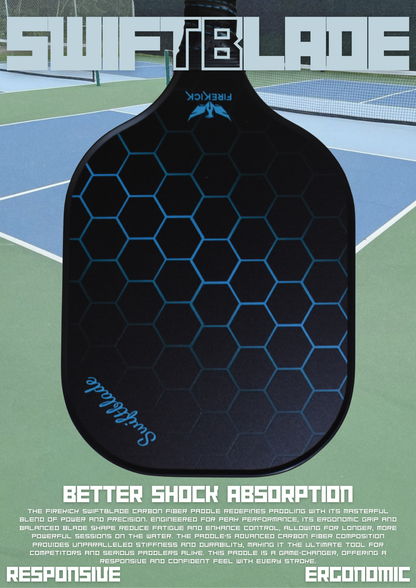 Firekick SwiftBlade Blue Carbon-Fiber Pickleball Paddle ( Cover included)
