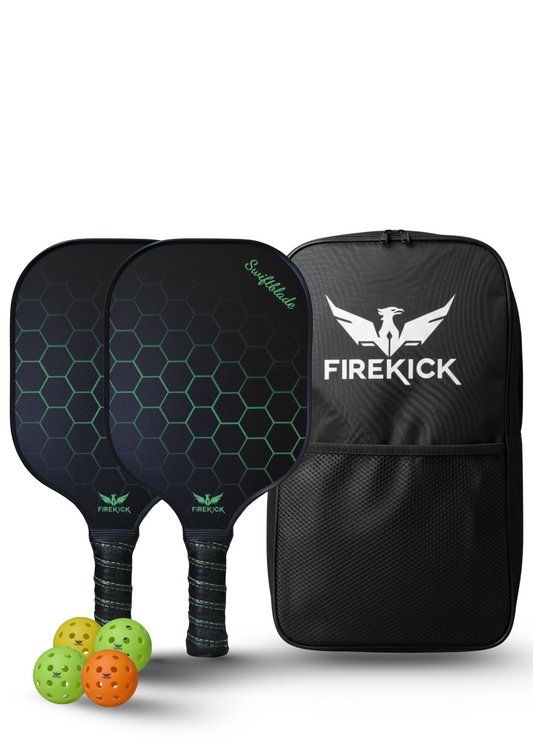 Firekick SwiftBlade Green Carbon-Fiber Pickleball Paddle Set