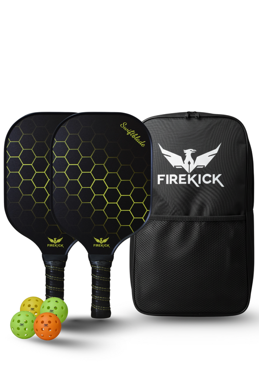 Firekick SwiftBlade Yellow Carbon-Fiber Pickleball Paddle Set