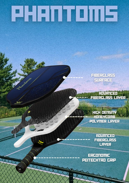 FireKick Phantoms Fiberglass Pickleball Paddle ( Cover included)